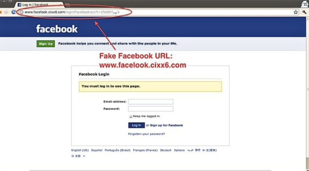 Phishing link facebook pic