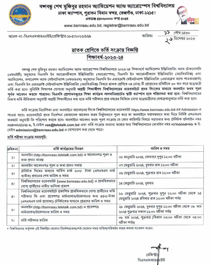 Admission Test Date Venue and Date